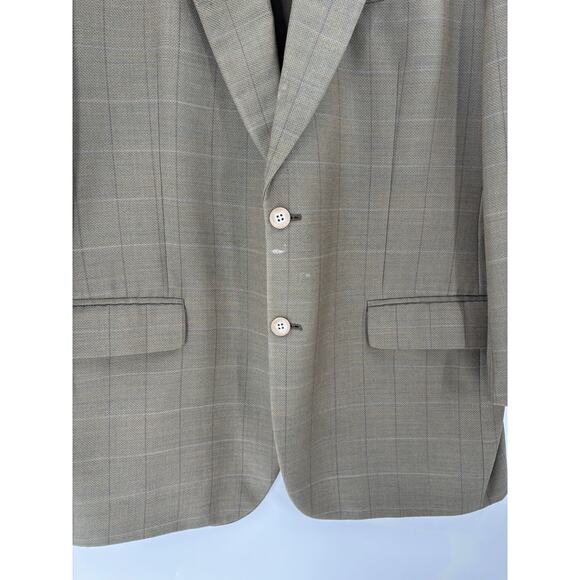 Vintage Marzotto Sartoriale Suit Jacket Mens 44 Brown Plaid Two Button Pockets - Picture 6 of 16